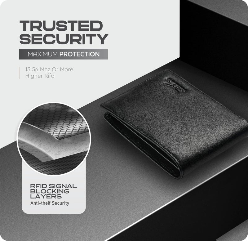 Claasico Menâ€™s Bifold Wallet for Men â€“ Genuine Leather RFID Wallet, Slim Billfold Cardholder w/ID Window â€“ Gift Box Included - Image 4